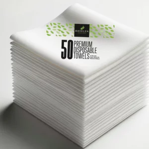 DAVELEN Disposable Large Luxury Towels (50-Count) Spa and Salon Quality Softness for Guests, Clients | Hair, Face, Body Use | Luxurious Comfort, Ecof