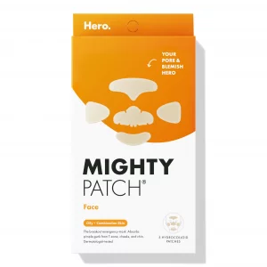 Mighty Patch Face from Hero Cosmetics - XL Hydrocolloid Face Mask for Acne, 5 Large Pimple Patches for Zit Breakouts on Nose, Chin, Forehead & Cheeks