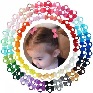 80Pcs Tiny Hair Ties With Bows Baby Bows Rubber Bands Hair Ties Soft Elastics Ponytail Holders Hair Accessories For Infants Toddlers Baby Girls Multi