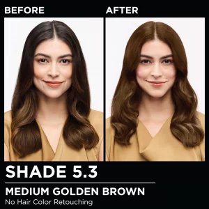 Garnier Hair Color Olia Ammonia-Free Brilliant Color Oil-Rich Permanent Hair Dye, 5.3 Medium Golden Brown, 2 Count (Packaging May Vary)