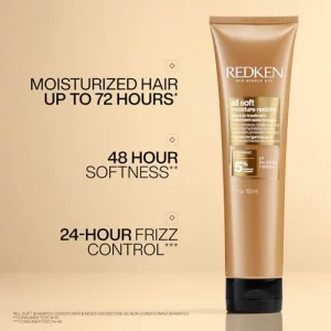 Redken All Soft Moisture Restore Leave-In Treatment Hyaluronic Acid Primer For Dry And Brittle Hair Humidity, Heat Frizz Protection For Smooth 5.1 Fl