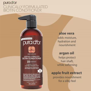 PURA D'OR Professional Grade Biotin Conditioner For Thinning Hair, Clinically Proven Anti-Thinning Hair Care, 2X Concentrated DHT Blocker Hair Thicke