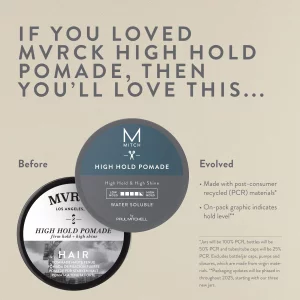 Paul Mitchell MVRCK by MITCH High Hold Pomade, Firm Hold + High Shine, For All Hair Types, 3 oz.