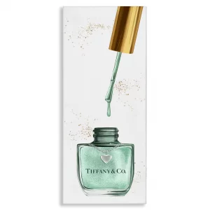 Stupell Industries Makeup Nail Polish Brush Cyan Gold Fashion, Design by Artist Ziwei Li Wall Art, 10 x 24, Canvas