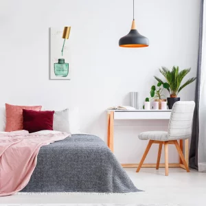 Stupell Industries Makeup Nail Polish Brush Cyan Gold Fashion, Design by Artist Ziwei Li Wall Art, 10 x 24, Canvas