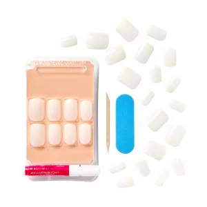 Kiss Salon Acrylic Wider Fit Natural Fake Nails, Rare , 28 Acrylic-Infused, Bubble-Free, Flexible, Durable, False Glue-On Nails