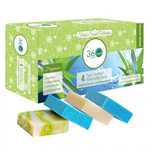 360Feel Fresh Scent Soap bars- Aloe Vera, Cotton Blossom, Spring Scrub- Anniversary Wedding Gift Set - Handmade Natural Organic Soaps Essential Oil-