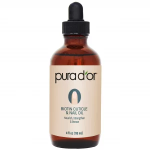 Pura D'Or Organic Nail & Cuticle Oil (4Oz) - Enriched With Biotin, Vitamin E, Natural Ingredients - Nourishing Treatment For Nail Growth & Healthy Be