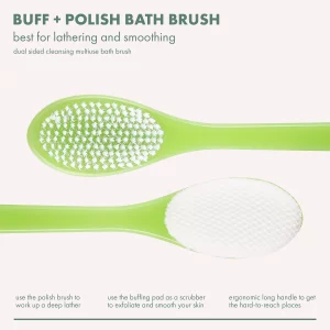 Ecotools Buff And Polish Bath Brush, Exfoliating & Promotes Blood Circulation, Dual Sided Brush For Healthy Looking Skin, Bath & Shower Body Brush, F