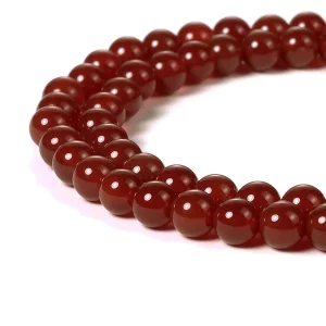 BEADNOVA Red Agate Beads Natural Crystal Beads Stone Gemstone Round Loose Energy Healing Beads with Free Crystal Stretch Cord for Jewelry Making (6mm