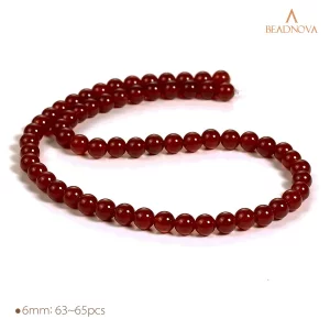 BEADNOVA Red Agate Beads Natural Crystal Beads Stone Gemstone Round Loose Energy Healing Beads with Free Crystal Stretch Cord for Jewelry Making (6mm