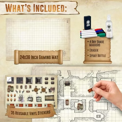 Melee Mats DND Map Starter Kit for Dungeons Dragons Game - 24 x 36 ...