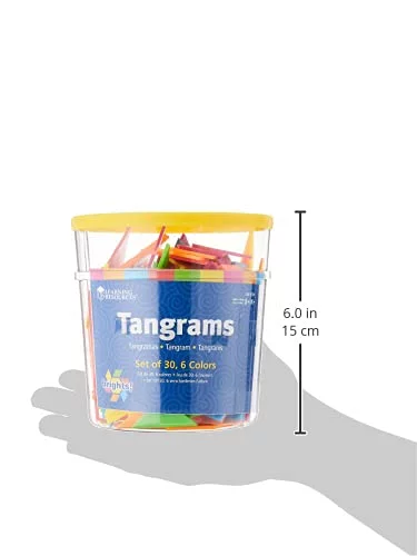 Learning Resources Brights! Tangrams Classpack | 30 Puzzle Geometrici Colorati In Secchiello | Per Scuola E Didattica