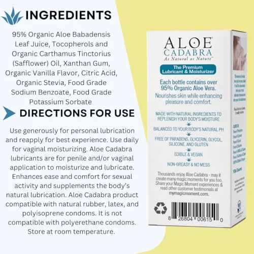 Aloe Cadabra Natural Water Based Personal Lube, Organic Lubricant For Her, Him & Couples, Unscented, 2.5 Aloe Cadabra Natural Water Based Personal Lube, Organic Lubricant For Her, Him & Couples, Unscented, 2.5