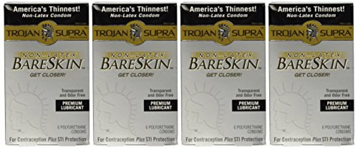 Trojan Supra Lubricated Premium Condoms Microsheer Polyurethane Ultra-Thin  6 Ea (Pack Of 4)