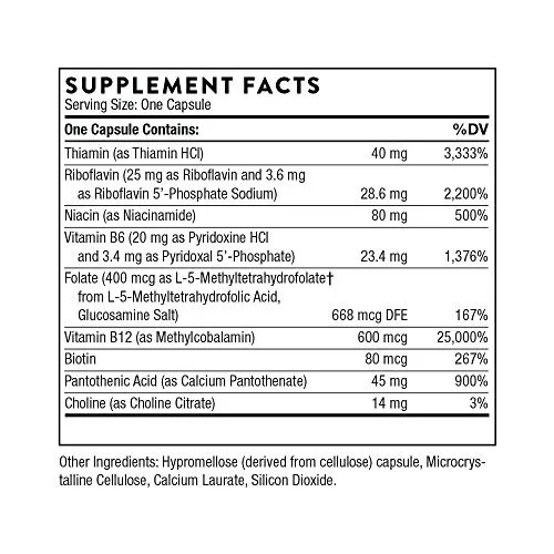 Thorne B-Complex #12 - Vitamin B Complex With Active B12 And Folate ...