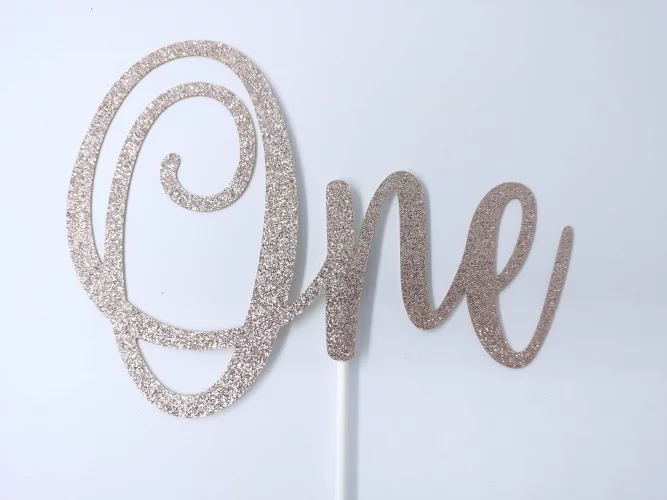 One Cake Topper Rose Gold Glitter First Birthday Cake Topper, One ...