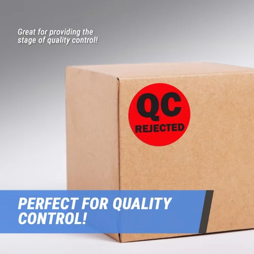 QC Rejected Label Stickers - 2 Inch Round Circle Dot in Vibrant Red ...