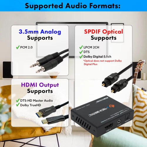 J-Tech Digital 18Gbps Digital/Analog Audio HDMI Embedder Inserter ...