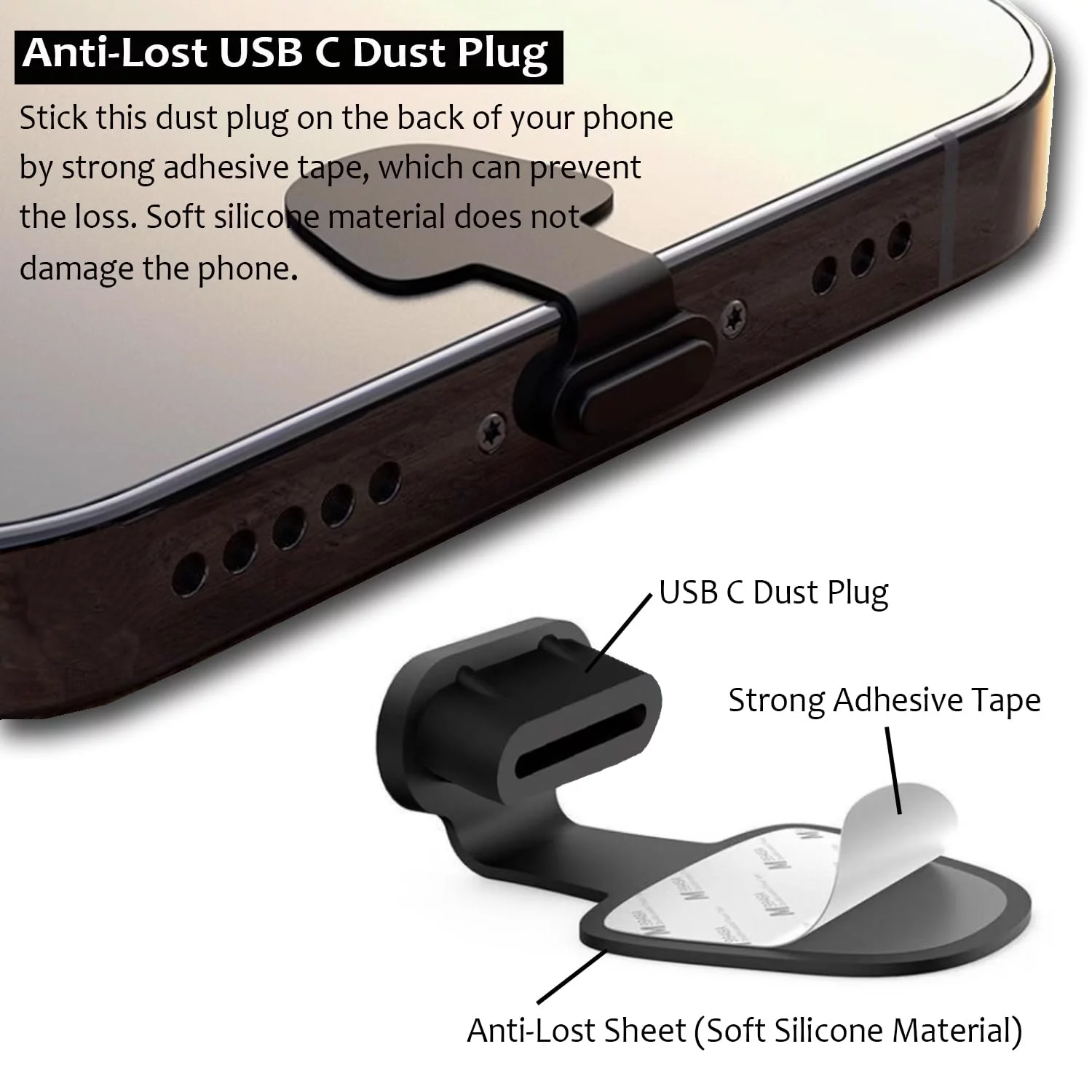 thumbnail image 2 of USB C-Type Anti Loss Dust Plugs, USB C-Type Port Silicone 2 of 14