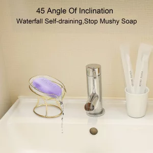 Plcnn Bar Soap Holder Self Draining Soap Dish, Decorative Bathroom Soap Tray with Gold Iron Frame Creative Soap Box for Bathroom, Kitchen Sink Home G
