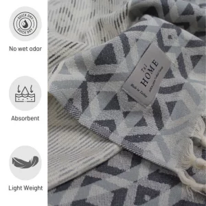 T&I Home Diamond Decorative Turkish Hand Towels for Bathroom - Set of 2 (16x40) Gray, Soft 100% Cotton - Quick Dry, Prewashed, No Shrink - Farmhouse
