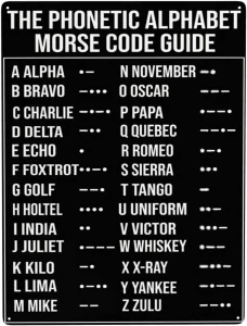 SaNavie Alphabet Morse Code Pilot Retro Tin Sign Metal Poster Art Fun Vintage Metal Tin Sign Retro Home Bedroom Kitchen Sign Garden Patio Indoor Outd