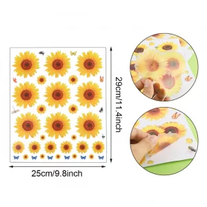 72 Pieces Sunflower Wall Decals - Removable 3D Flower Stickers For Home Decor In 4 Sizes