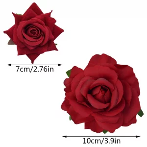 Topbuti Rose Hair Clip Flower Hairpin Rose Brooch Floral Clips, 4 Pcs Fabric Rose Flowers Hair Clips Mexican Hair Flowers Pin up Headpieces for Woman