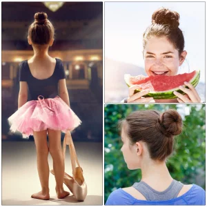 YaFex Hair Bun Maker Kit, Donut Bun Maker 4 Pieces (1 Large, 2 Medium and 1 Small), 6 Pieces Elastic Hair Ties, 20 Pieces Hair Bobby Pins, Brown