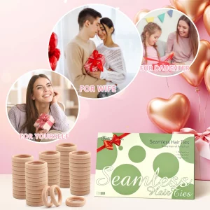 100 Pcs Thick Seamless Tan Hair Ties, Ponytail Holders Hair Accessories No Damage for Thick Hair (Light Blonde Colors)