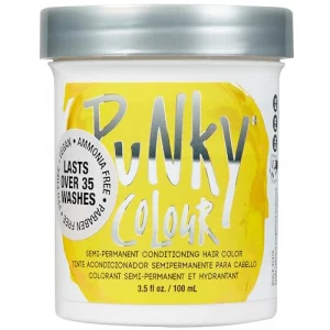 Punky Bright Yellow Semi Permanent Conditioning Hair Color, Non-Damaging Hair Dye, Vegan, PPD and Paraben Free, Transforms to Vibrant Hair Color, Eas