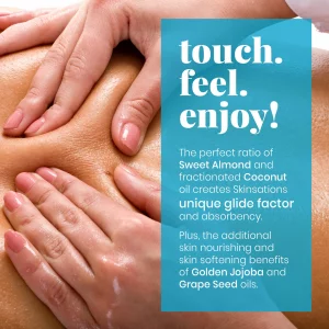 Skinsations - Massage Oil Kit (Set of 4) Natural Scents of Vanilla, Cinnamon, Lavender in a Blend of Sweet Almond Oil, Fractionated Coconut Oil, Grap