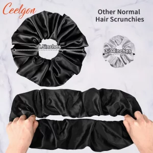 9.5 inch Silk Scrunchies Oversized Scrunchie Jumbo Scrunchies Giant Silk Scrunchie Extra Large Satin Scrunchies Thick Elastic Fluffy Hair Ties for Wo