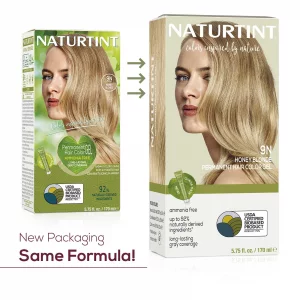 Naturtint Permanent Hair Color 9N Honey Blonde (Pack of 1), Ammonia Free, Vegan, Cruelty Free, up to 100% Gray Coverage, Long Lasting Results