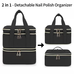 Yarwo Nail Polish Organizer Case Holds 72 Bottles (15Ml/0.5 Fl.Oz), Detachable Storage Bag For Nail Polishes And Nail Art Tools, Black (Bag Only, Pat