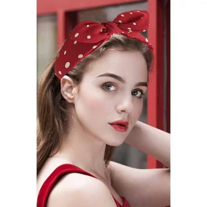 Lvyeer 3 Pack Bow Headbands for Women,Wide Polka Dot Headband for Women Rabbit Ear Hair hoop