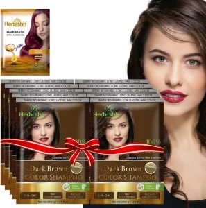 Herbishh Hair Color Shampoo For Gray Hair Natural Hair Dye Shampoo With Argan Hair Mask Travel Size-Colors Hair In Minutes Long Lasting Colour