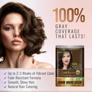 Herbishh Hair Color Shampoo For Gray Hair Natural Hair Dye Shampoo With Argan Hair Mask Travel Size-Colors Hair In Minutes Long Lasting Colour