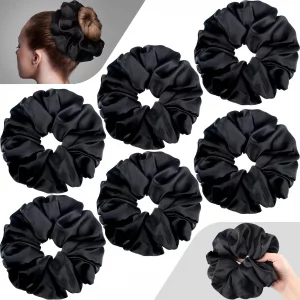 6 Pieces Oversized Satin Hair Scrunchies 7.2 Inch Elastic Silk Hair Bands Large Scrunchies for Women Satin Scrunchies for Hair Big Hair Scrunchies Po