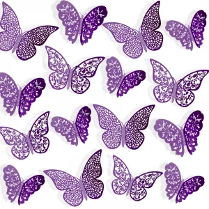 72 Pieces 3D Butterfly Wall Decals Sticker Wall Decal Decor Art Decorations Sticker Set 3 Sizes For Room Home Nursery Classroom Offices Kids Girl Boy