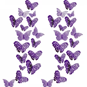 72 Pieces 3D Butterfly Wall Decals Sticker Wall Decal Decor Art Decorations Sticker Set 3 Sizes For Room Home Nursery Classroom Offices Kids Girl Boy