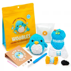 The Woobles Beginners Crochet Kit With Easy Peasy Yarn As Seen On Shark Tank - With Step-By-Step Video Tutorials - Pierre The Penguin