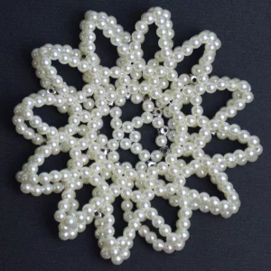 Elastic Hair Bun Cover Handmade Crochet Pearl Rhinestone Hair Snood Hair Net Hair Accessories For Women And Girls, Ballet Dance Skating (White)