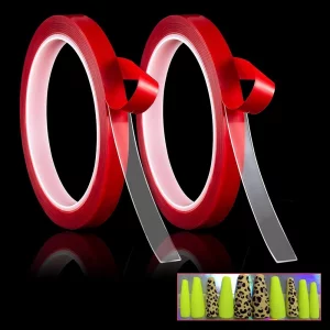 Noval Double Sided Tape 2 Rolls Press On Nails Adhesive Strong Sticky Mounting Tapes For Press On Nail Packaging