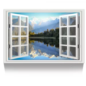 Kreative Arts - Canvas Print Wall Art Window Frame Style Landscape Picture Wall Decor Stretched Giclee Print Gallery Wrap Modern for Home Decor Ready