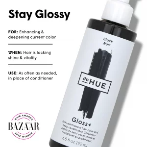 Dphue Gloss+ - Black, 6.5 Oz - Color-Boosting Semi-Permanent Hair Dye & Deep Conditioner - Enhance & Deepen Natural Or Color-Treated Hair - Gluten-Fr
