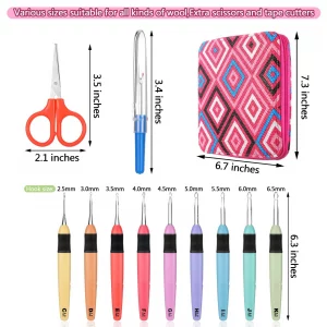 13 Pcs Lighted Crochet Hooks Set With Case Led Light Crochet Hooks Craft Yarn Knitting Needles Comfortable Smooth Crochet Needles With Tape Measure,