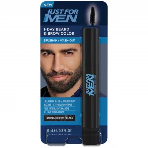 Just For Men 1-Day Beard & Brow Color, Temporary Color For Beard And Eyebrows, For A Fuller, Well-Defined Look, Up To 30 Applications, Darkest Brown/