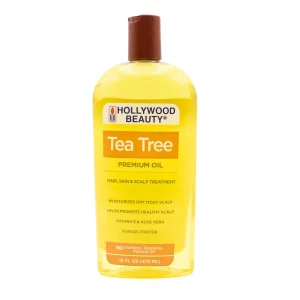 Hollywood Beauty Tea Tree Oil, 16Oz Bottle, Hair, Skin & Scalp Treatment, Moisturizes Dry, Itchy Scalp, Hair Hot Oil Treatment, Vitamin E & Aloe And